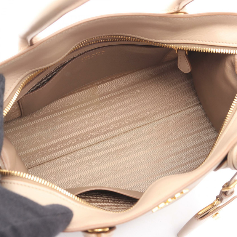 PRADA Esplanade SAFFIANO + CITY C 手提包 1BA046 皮革 米色 二手 女士-2