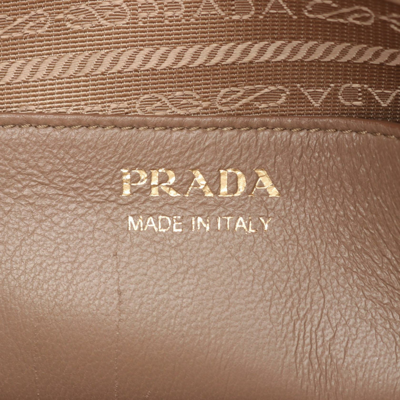 PRADA Esplanade SAFFIANO + CITY C 手提包 1BA046 皮革 米色 二手 女士-3