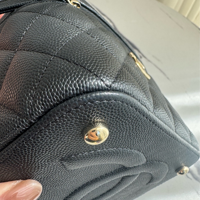 chanel AS3171黑荔枝淡金雙C方型化妝箱包-8