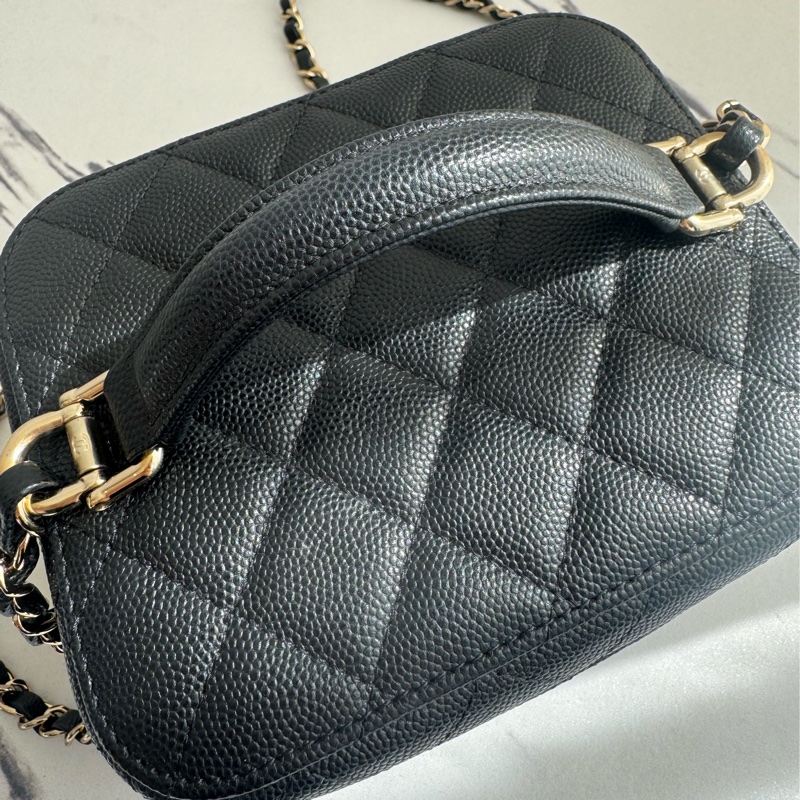 chanel AS3171黑荔枝淡金雙C方型化妝箱包-12