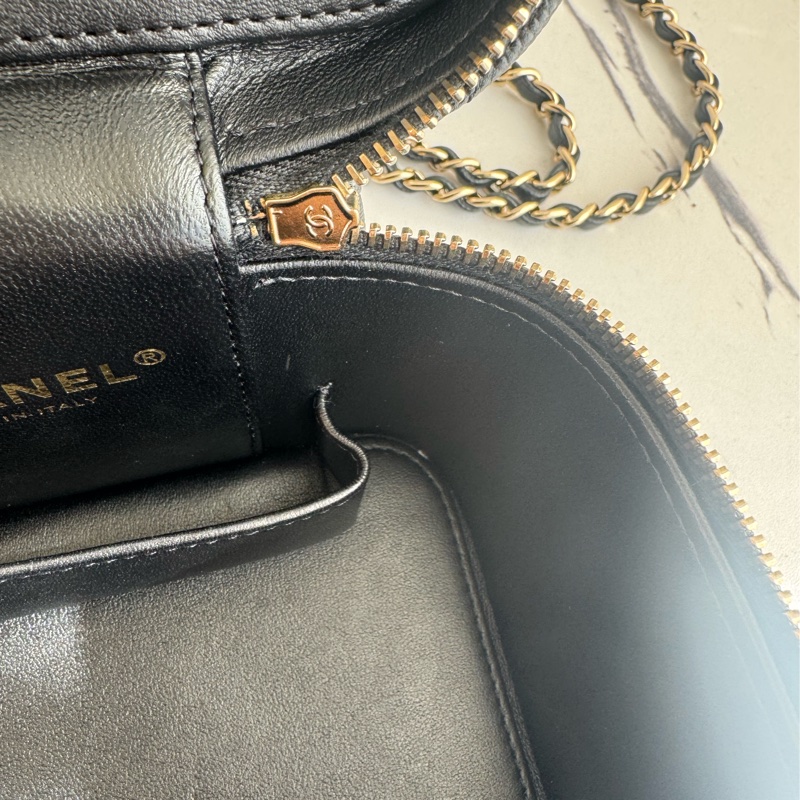 chanel AS3171黑荔枝淡金雙C方型化妝箱包-20