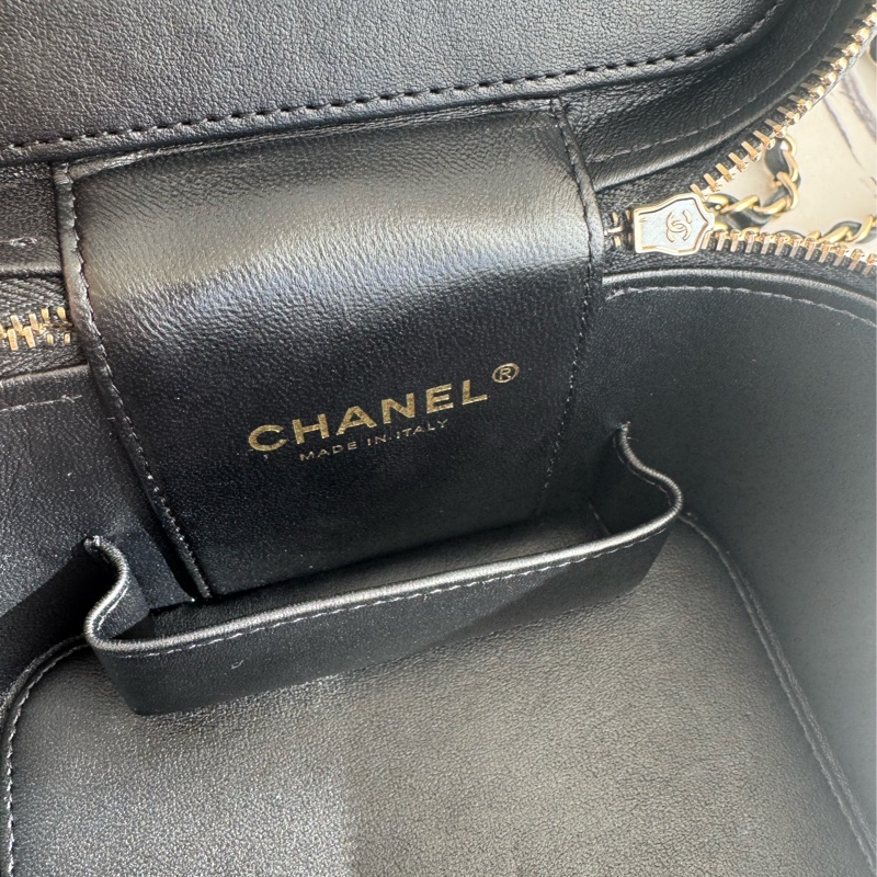 chanel AS3171黑荔枝淡金雙C方型化妝箱包-21