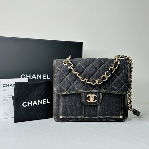 CHANEL 23S丹寧豆腐小書包
