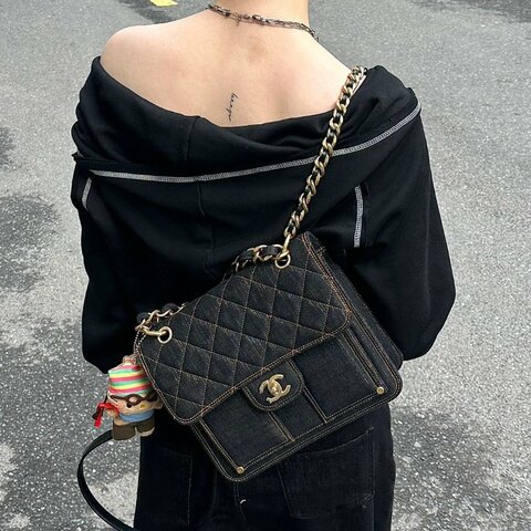 CHANEL 23S丹寧豆腐小書包