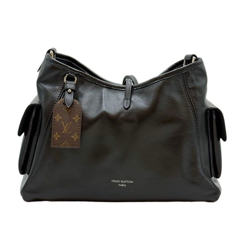 LOUIS VUITTON Carryall 字母徽標機車鏈條黑武士托特包Tote包購物袋 小羊皮 手提單肩包 小號 男女同款 黑色-0