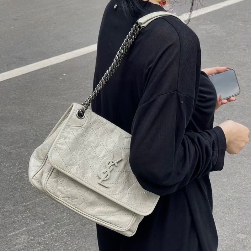 YSLNiki中號 奶白色油蠟皮 28*20*8.5 99新配件塵袋-0