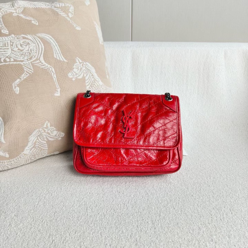 YSL Niki小號 紅色油蠟皮21*16*7.5  99新配件塵袋購證-1