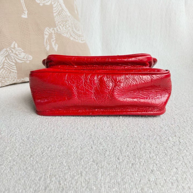 YSL Niki小號 紅色油蠟皮21*16*7.5  99新配件塵袋購證-4
