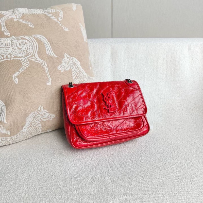 YSL Niki小號 紅色油蠟皮21*16*7.5  99新配件塵袋購證-5