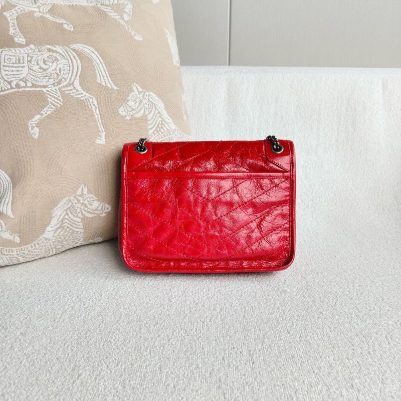 YSL Niki小號 紅色油蠟皮21*16*7.5  99新配件塵袋購證-6