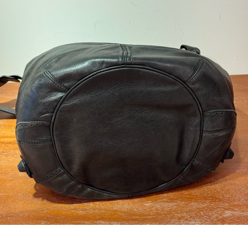 Balenciaga Black Giant Pom Pom Leather Handbag-19