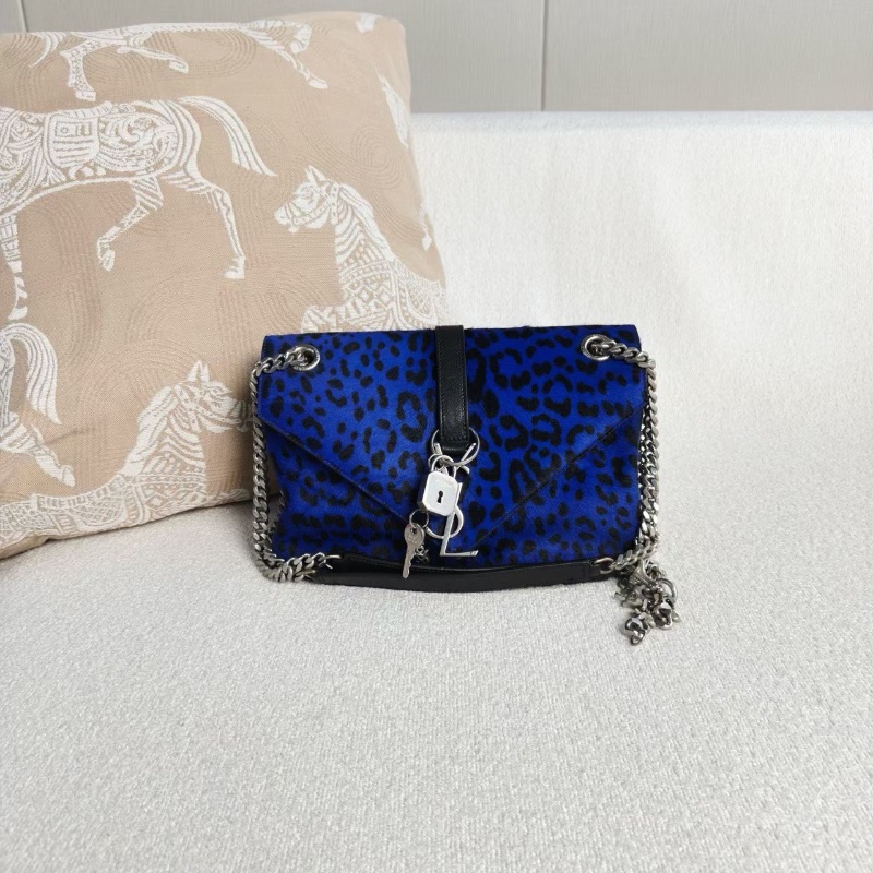 YSL馬毛豹紋鏈條包23*14*6  98新配件鑰匙鎖塵袋-1