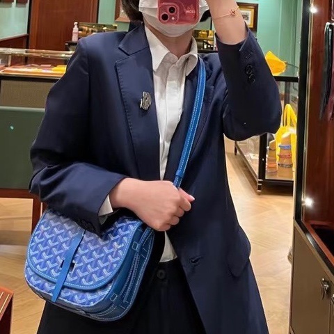 Goyard戈雅Belvedere老花郵差包小號22*16*7  99新配件塵袋