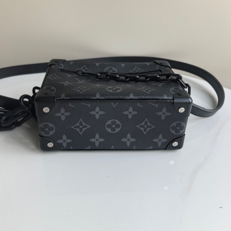 98新lv/路易威登 黑花 Soft trunk 單肩斜挎小方盒子包 開口笑 25年芯片款-4