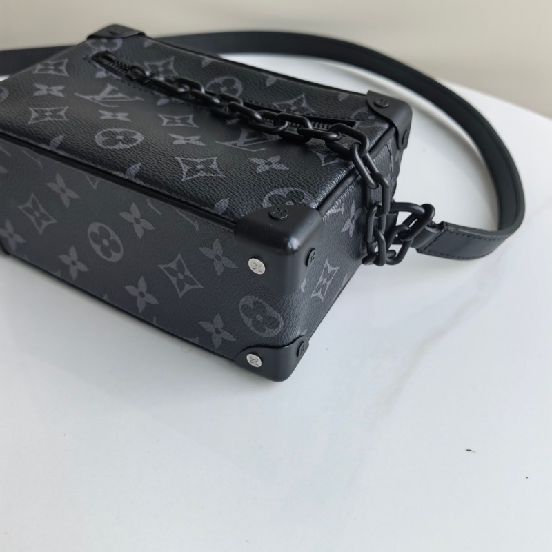 98新lv/路易威登 黑花 Soft trunk 單肩斜挎小方盒子包 開口笑 25年芯片款-7