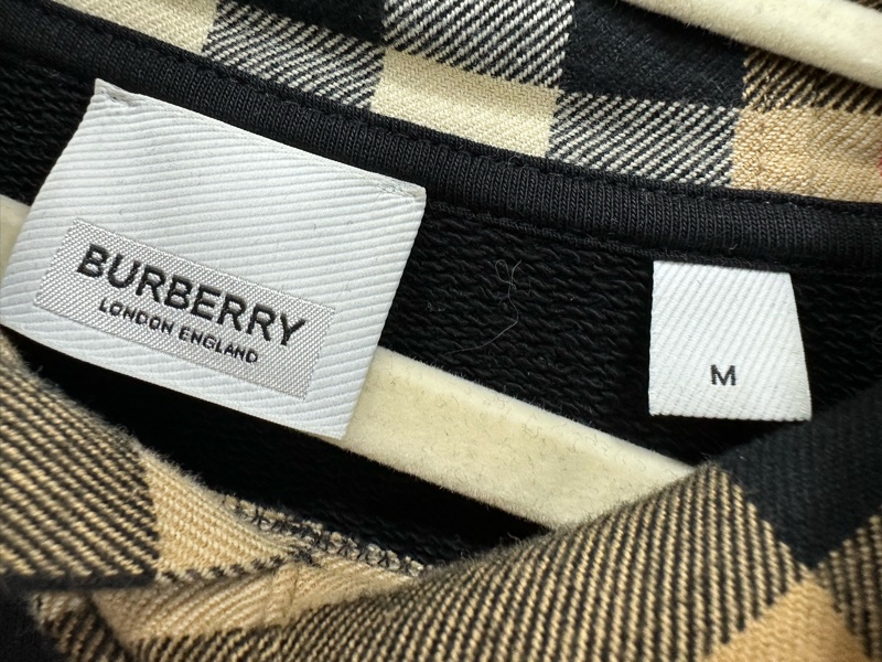 Burberry博柏利 格紋連帽長袖衛衣 黑色 M碼-2