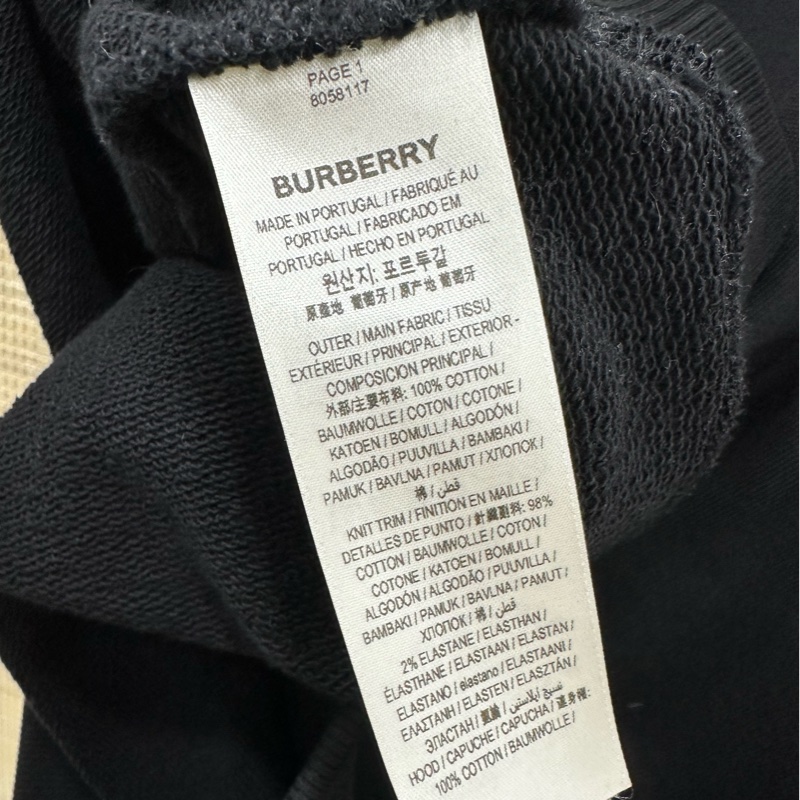 Burberry博柏利 格紋連帽長袖衛衣 黑色 M碼-3