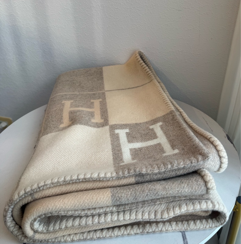 Hermes米灰駝色羊毛毛毯✨高級感十足-2