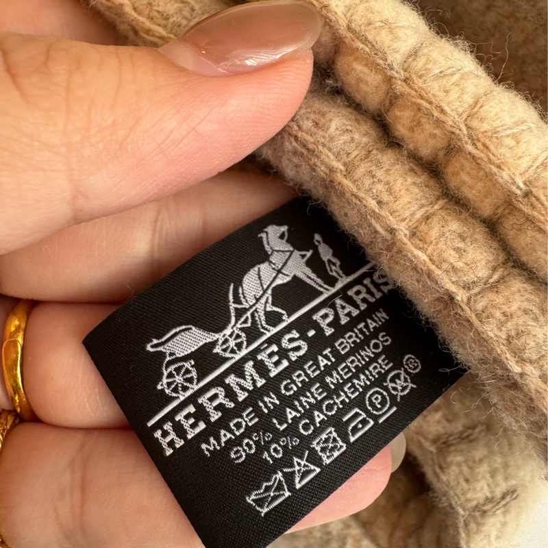 Hermes米灰駝色羊毛毛毯✨高級感十足-6