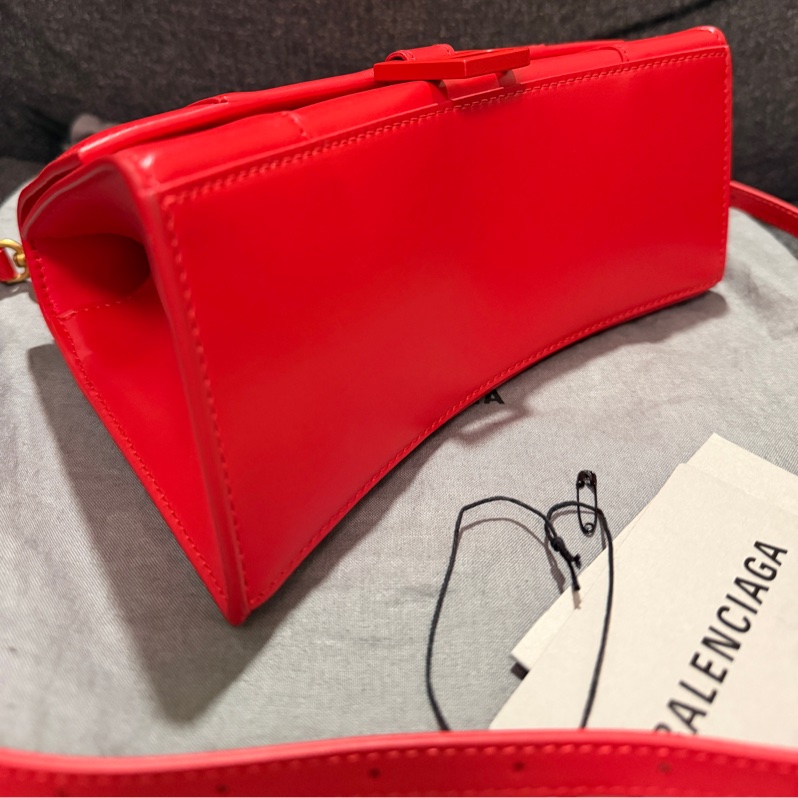 專櫃正品 BALENCIAGA 593546 紅沙漏包包 手提包 聖誕紅色-8