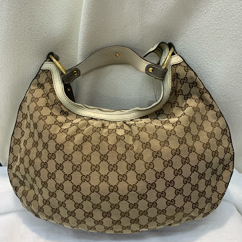 GUCCI老花布白邊拼灰上肩  XC171-0
