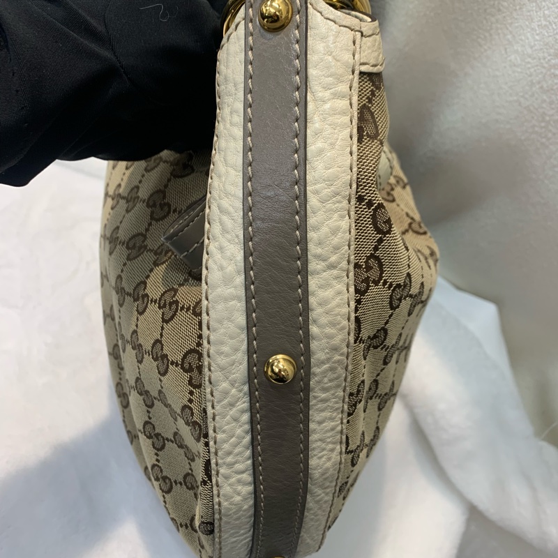 GUCCI老花布白邊拼灰上肩  XC171-2