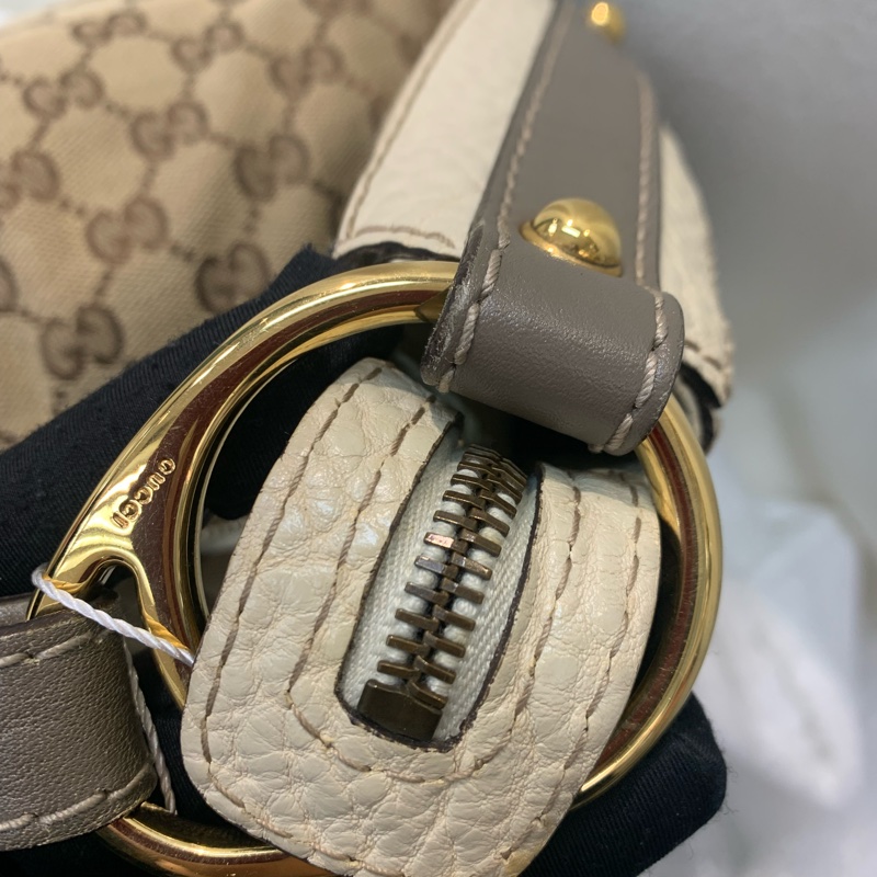 GUCCI老花布白邊拼灰上肩  XC171-4