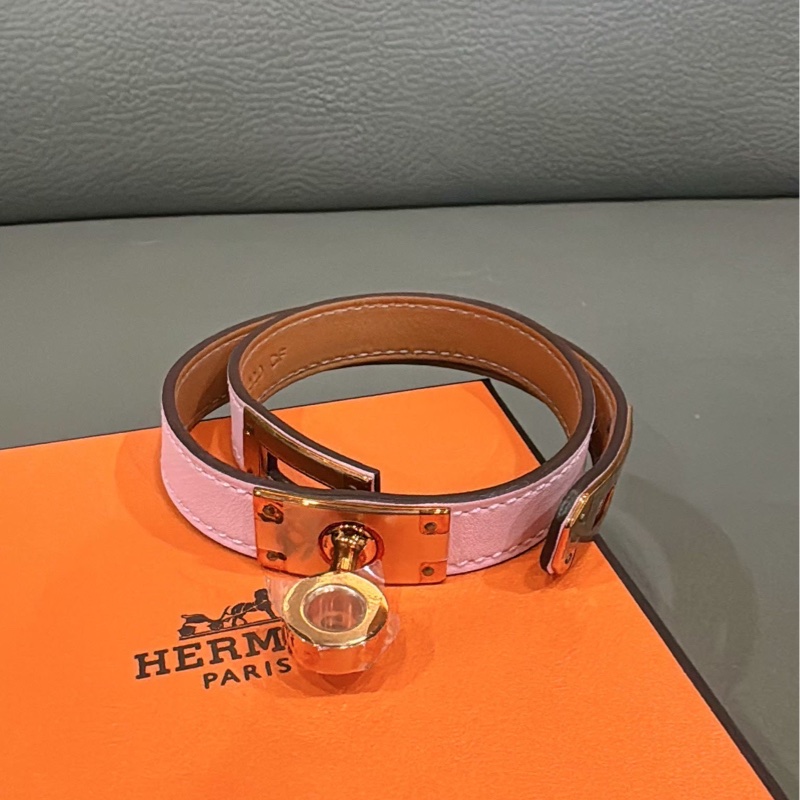 愛馬仕雙圈Kelly手環 尺寸T2 粉/玫瑰金-0
