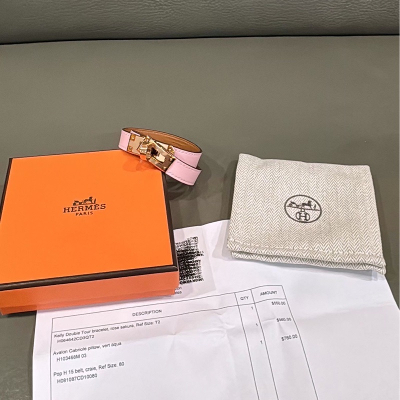 愛馬仕雙圈Kelly手環 尺寸T2 粉/玫瑰金-6