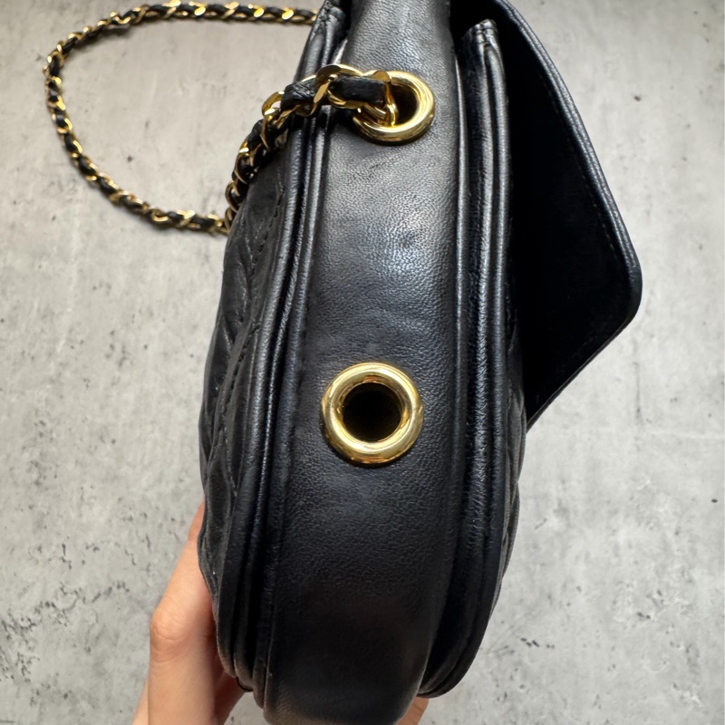 Bally 黑色菱格紋 classic flap chain bag 真皮鏈包 斜背手提-6