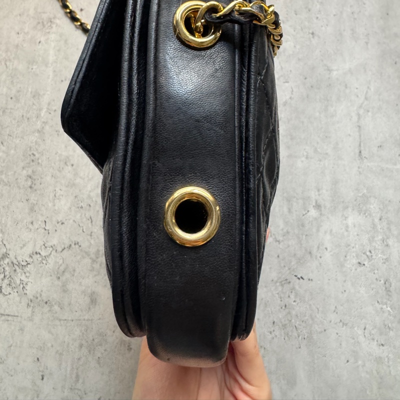 Bally 黑色菱格紋 classic flap chain bag 真皮鏈包 斜背手提-7