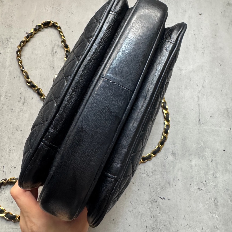 Bally 黑色菱格紋 classic flap chain bag 真皮鏈包 斜背手提-9