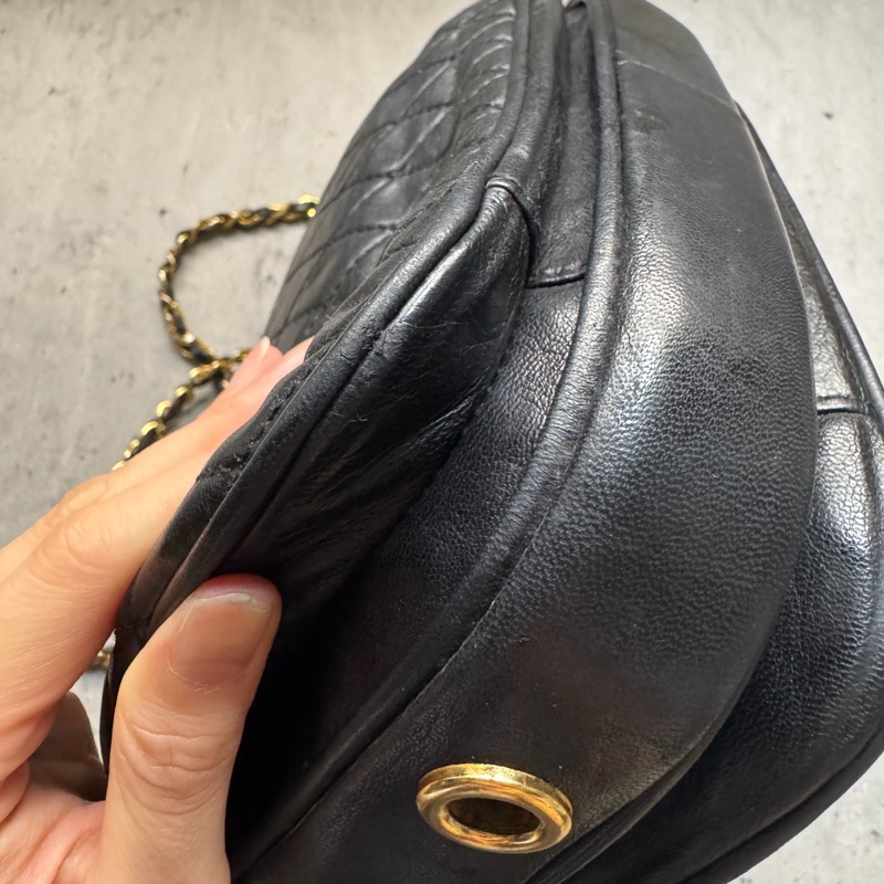 Bally 黑色菱格紋 classic flap chain bag 真皮鏈包 斜背手提-12