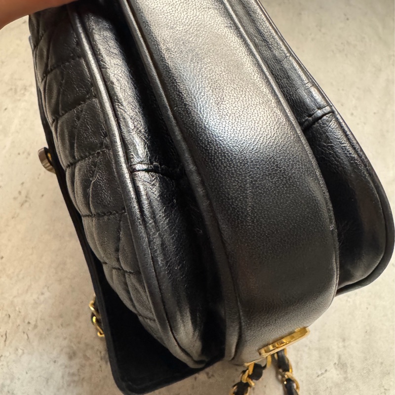 Bally 黑色菱格紋 classic flap chain bag 真皮鏈包 斜背手提-14