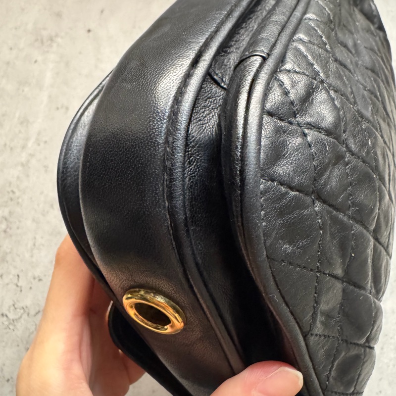 Bally 黑色菱格紋 classic flap chain bag 真皮鏈包 斜背手提-15