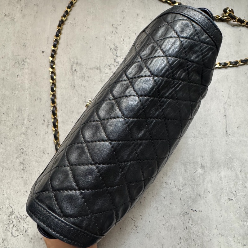 Bally 黑色菱格紋 classic flap chain bag 真皮鏈包 斜背手提-17