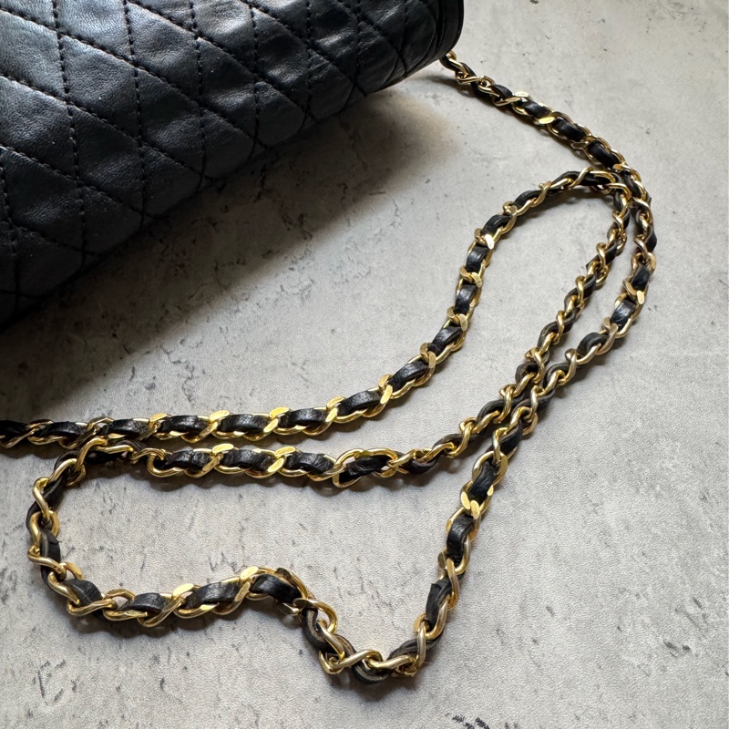 Bally 黑色菱格紋 classic flap chain bag 真皮鏈包 斜背手提-18