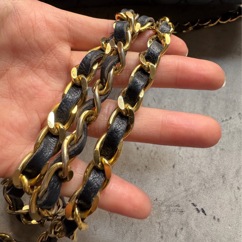 Bally 黑色菱格紋 classic flap chain bag 真皮鏈包 斜背手提-20