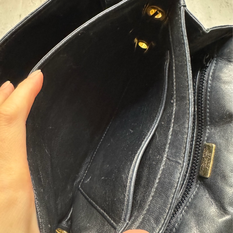 Bally 黑色菱格紋 classic flap chain bag 真皮鏈包 斜背手提-27