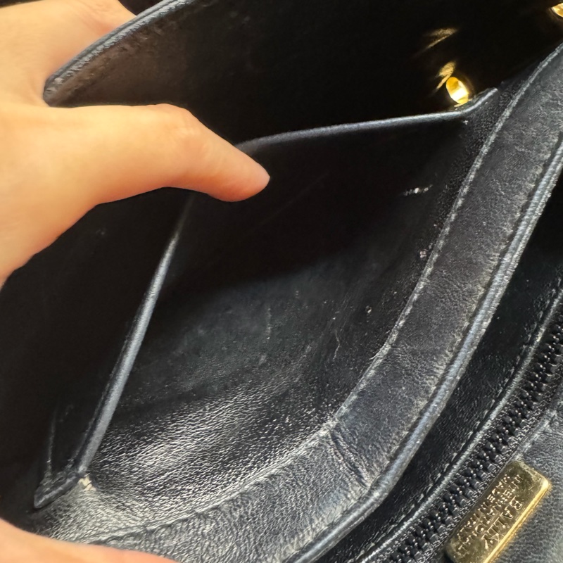 Bally 黑色菱格紋 classic flap chain bag 真皮鏈包 斜背手提-28