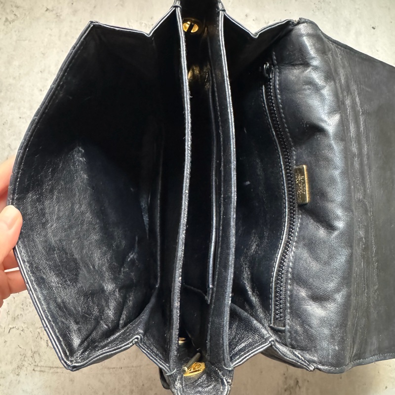 Bally 黑色菱格紋 classic flap chain bag 真皮鏈包 斜背手提-30