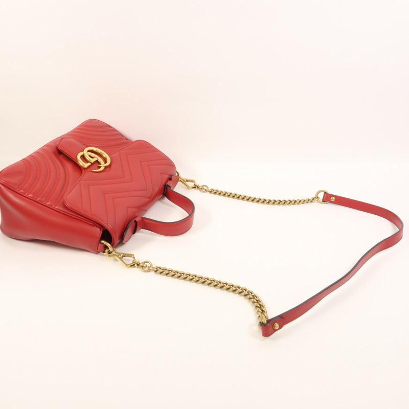 GUCCI 牛皮皮革GG Marmont金扣手挽肩背兩用袋-7