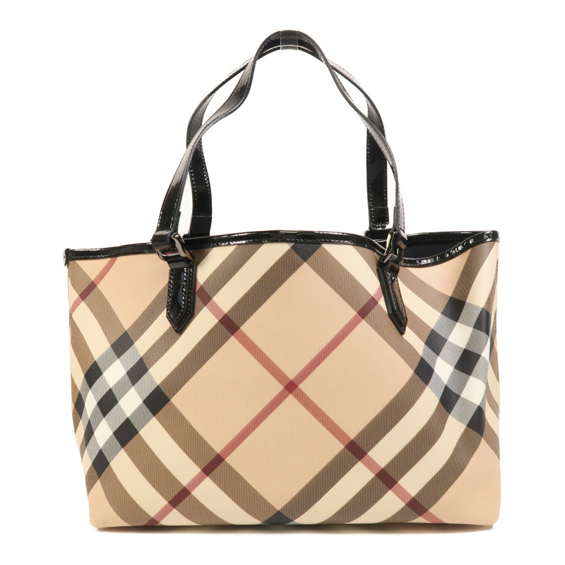 BURBERRY 塗層帆布/漆皮皮革Shoulder Bag肩背袋-0