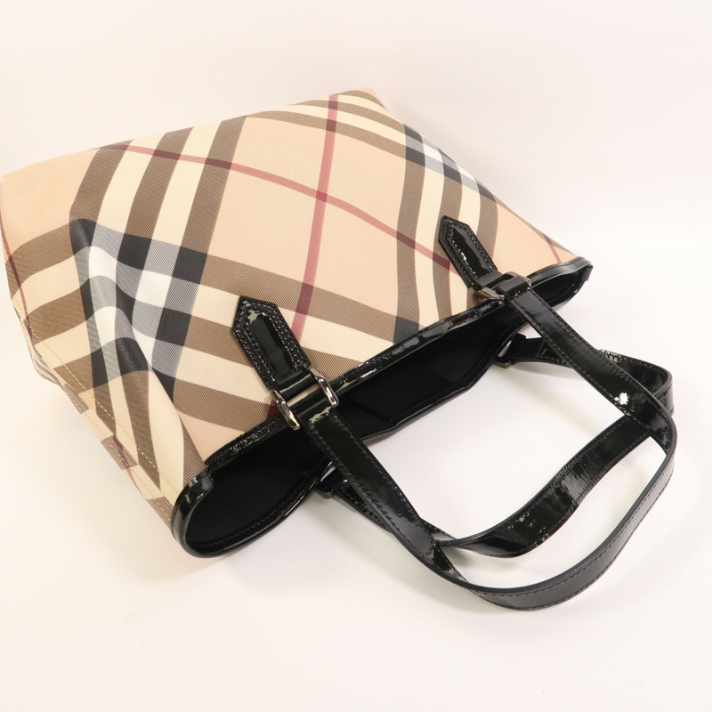 BURBERRY 塗層帆布/漆皮皮革Shoulder Bag肩背袋-7