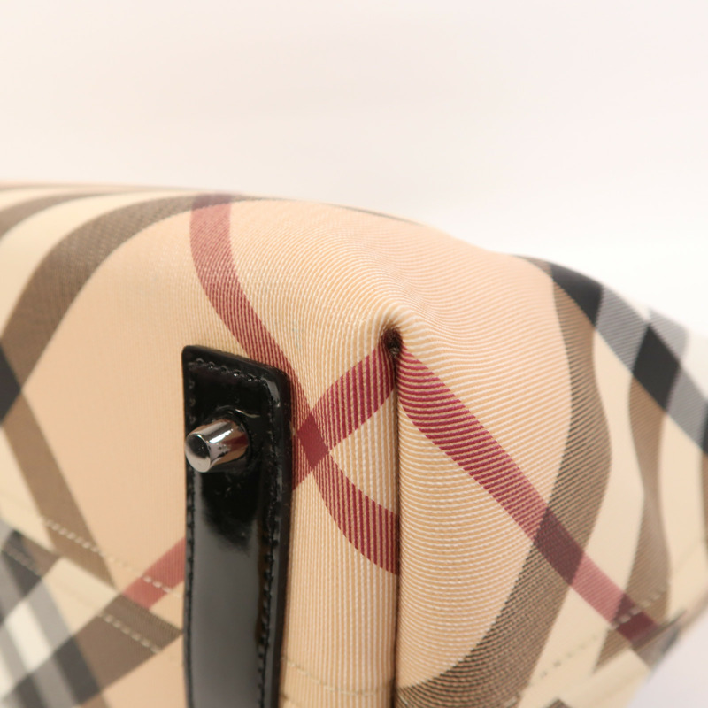 BURBERRY 塗層帆布/漆皮皮革Shoulder Bag肩背袋-9