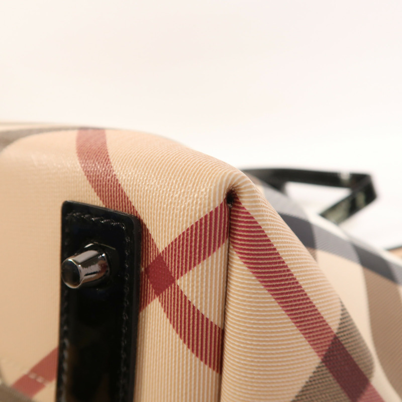 BURBERRY 塗層帆布/漆皮皮革Shoulder Bag肩背袋-11