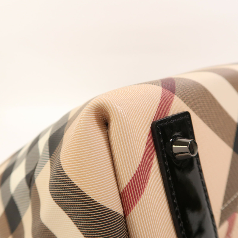 BURBERRY 塗層帆布/漆皮皮革Shoulder Bag肩背袋-12