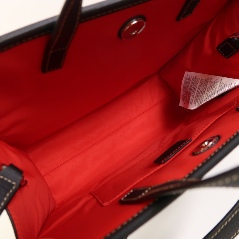 GUCCI 塗層帆布/牛皮皮革LadyBug銀扣手挽肩背兩用袋-4