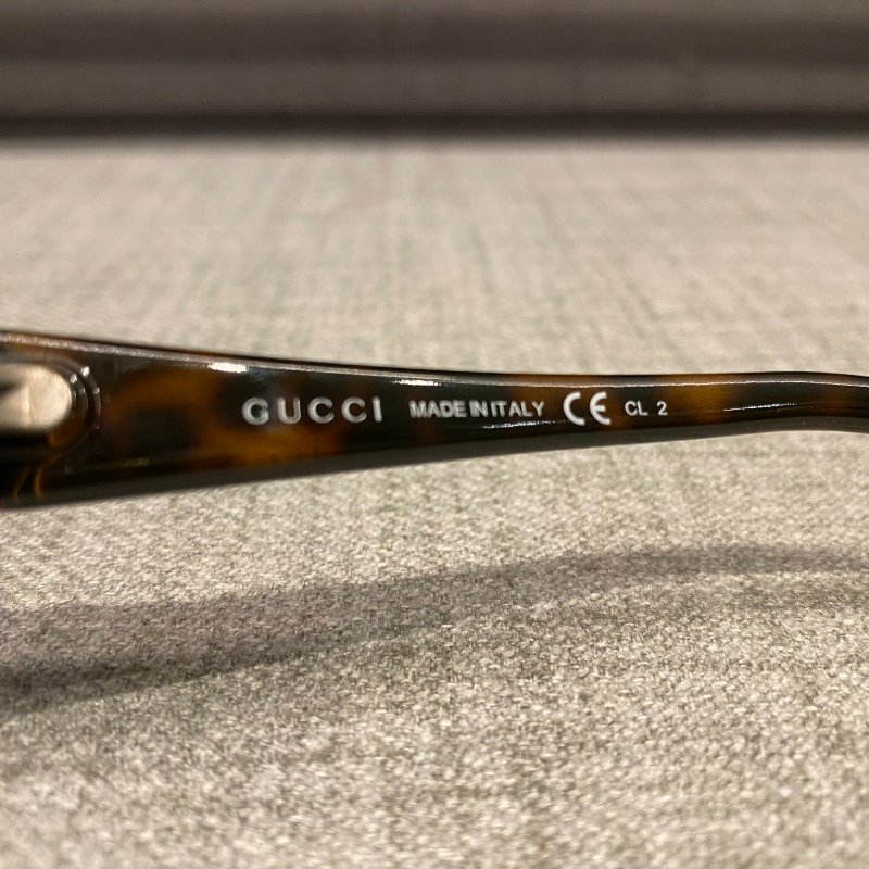 GUCCI 太陽眼鏡琥珀鏡框咖灰鏡片-8