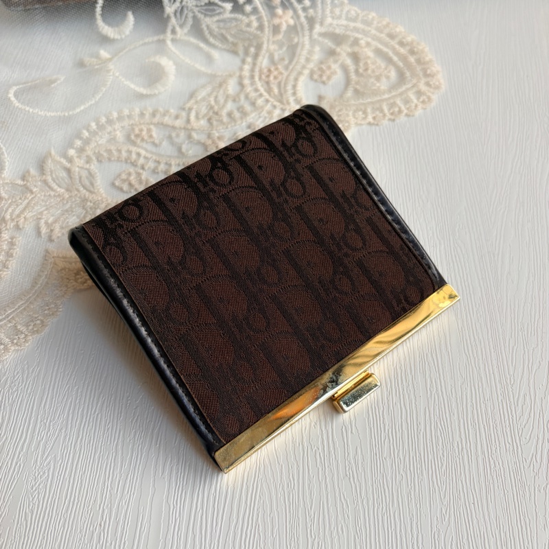 Christian Dior Oblique 老花棕色真皮零錢包 收納包-2
